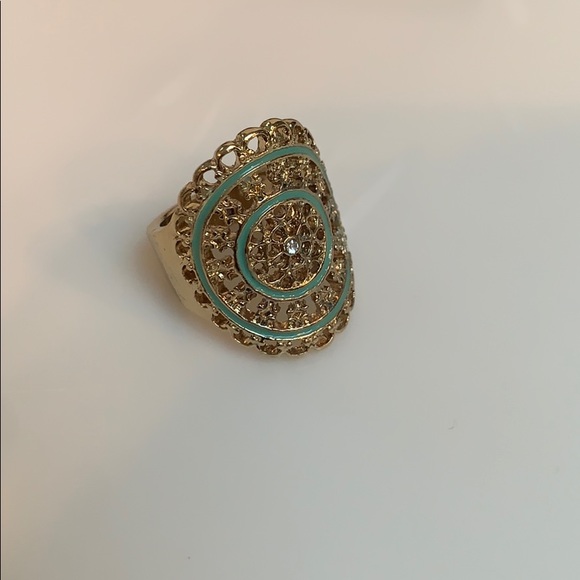 ⭐️NWOT⭐️✨Gold and Blue Ring with Small Silver Gem✨ - Picture 1 of 5
